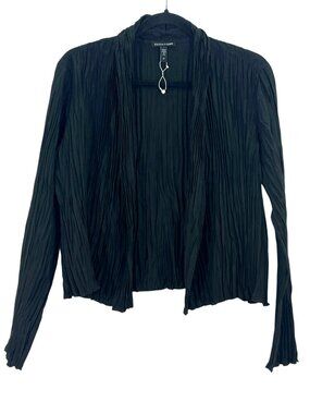 Eileen Fisher Crushed Silk High Collar Cardigan Jacket Black Small NWOT $198